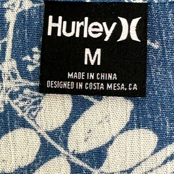 Hurley Blue/White Leaf Print Wrap Dress Size Medium Summer Casual Beachy - Picture 11 of 16